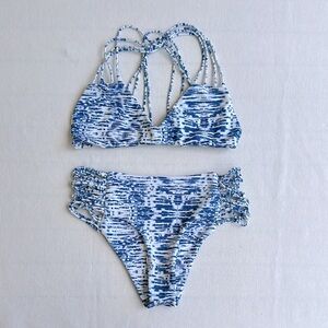 Mikoh Blue & White Patterned Bikini Set - size Small